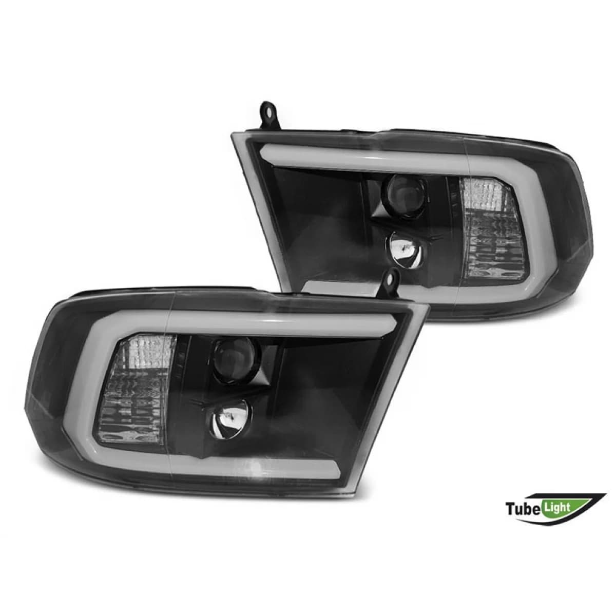 Tuning headlight set suitable for Dodge Ram 2009-2018 with black base, left and right