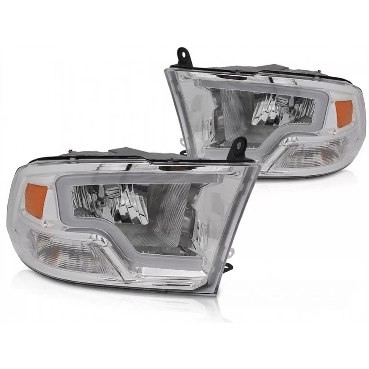 Tuning headlight kit with LED light suitable for Dodge Ram 2009-2018 with chrome base, left and right