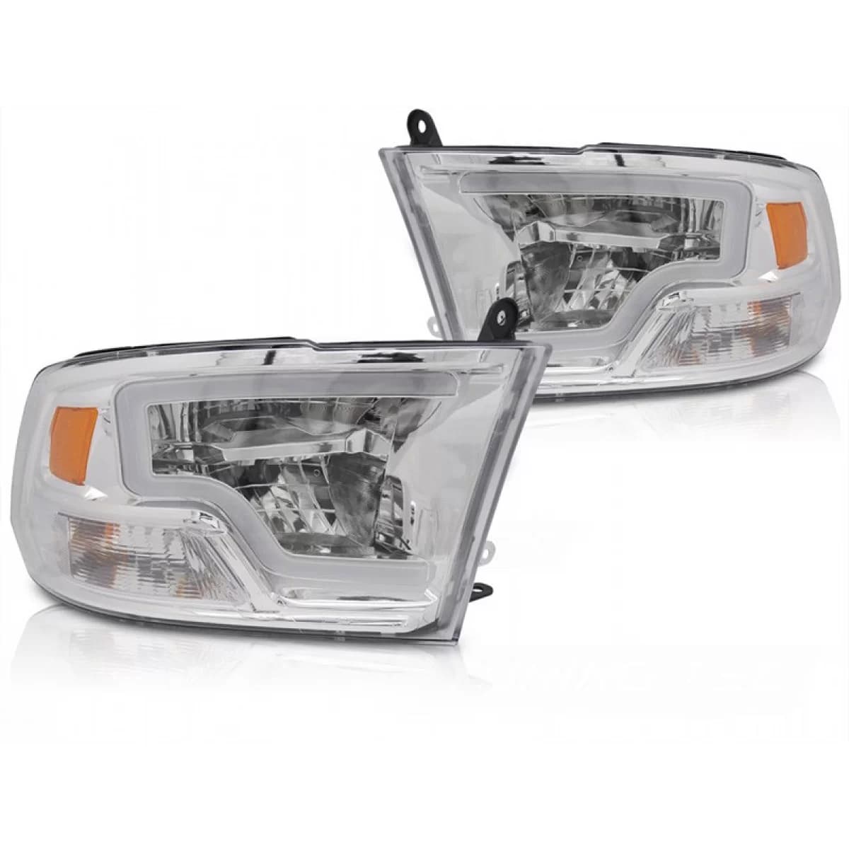 LED tuning headlight set suitable for Dodge Ram 2009-2018 with chrome base, left and right