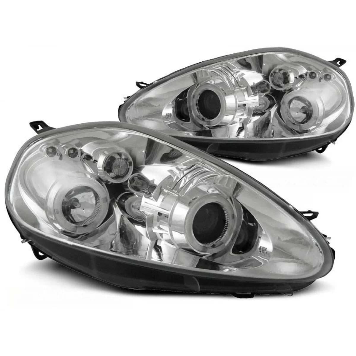 Tuning headlight set with halogen angel eyes suitable for Fiat GRANDE PUNTO 09.2005-2008, left and right