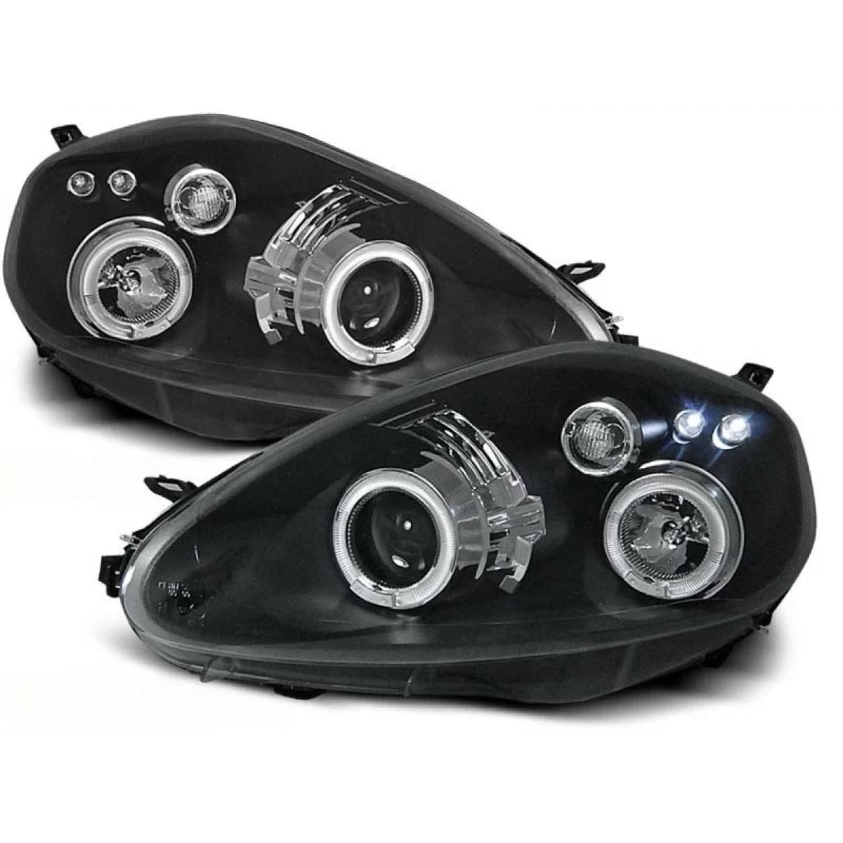 Tuning headlight set with halogen angel eyes suitable for Fiat GRANDE PUNTO 09.2005-2008, left and right