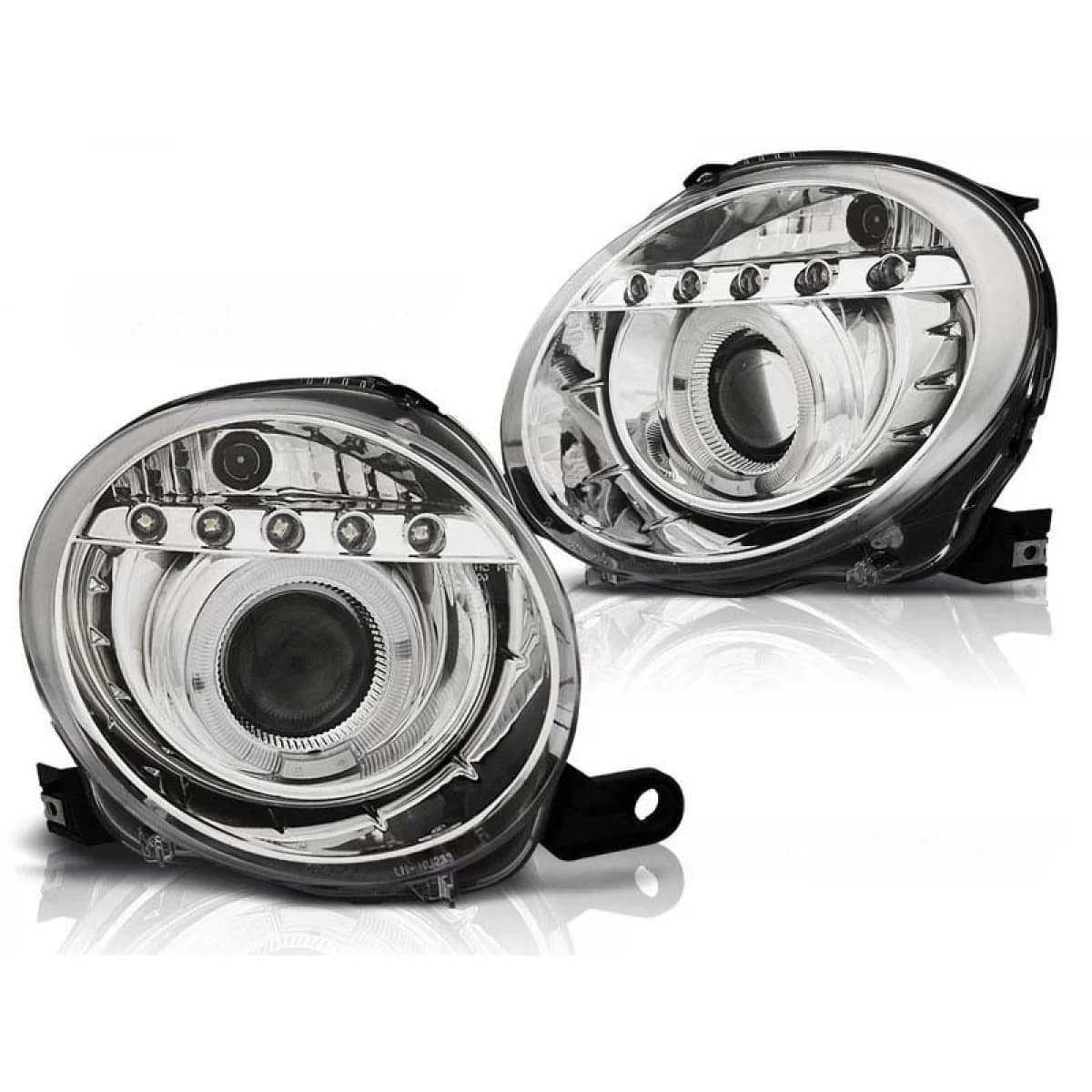 Tuning headlight set with LED lights suitable for Fiat 500 after 2007, left and right