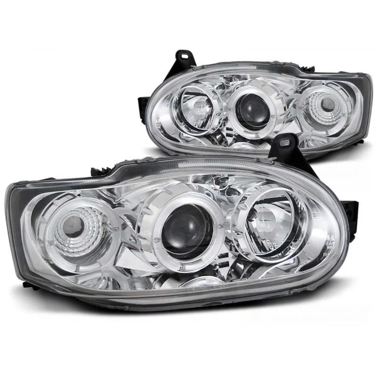 Tuning headlight set with halogen angel eyes suitable for Ford ESCORT MK7 02.1995-2000, left and right