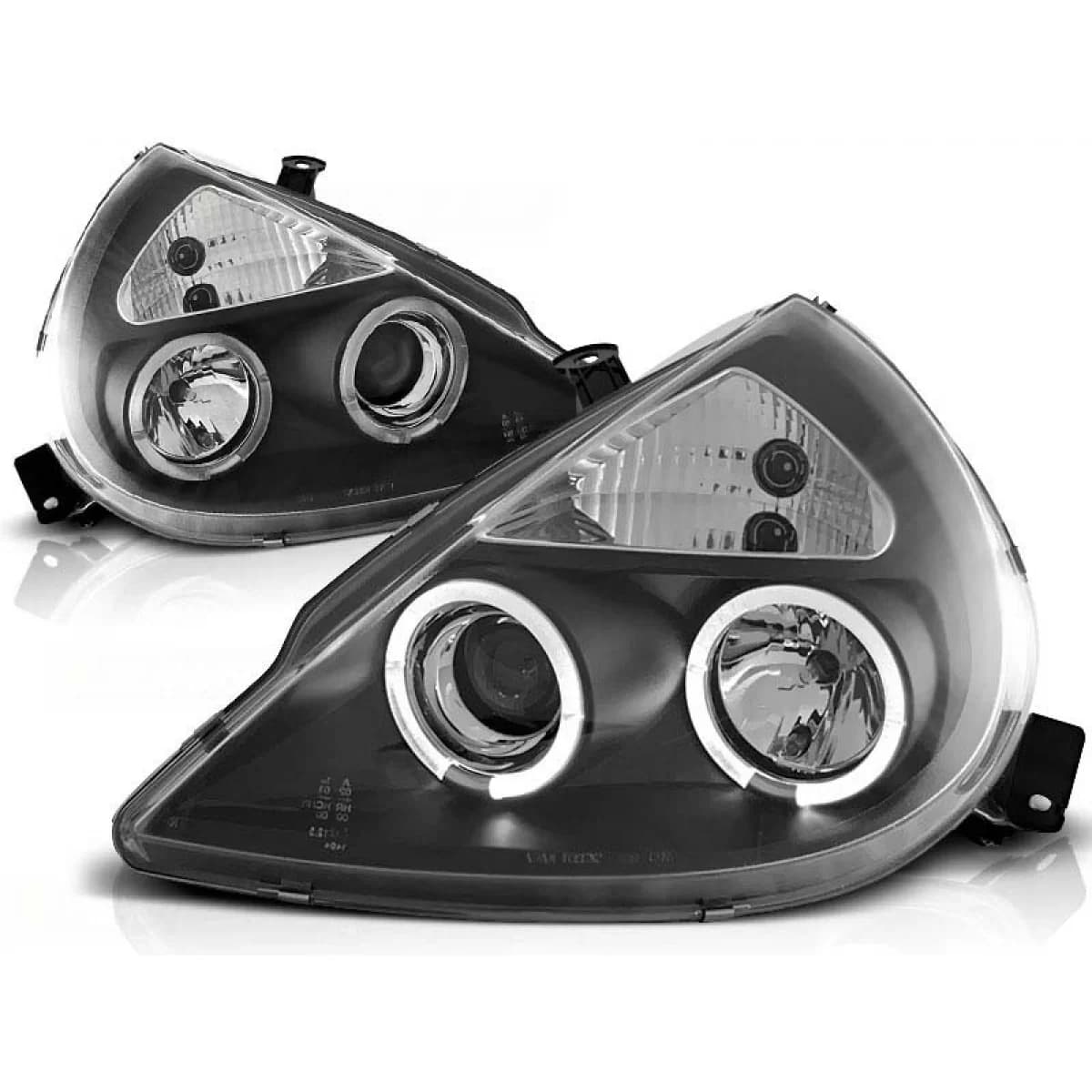 Tuning headlight set with halogen angel eyes suitable for Ford KA 11.1996-2008, left and right