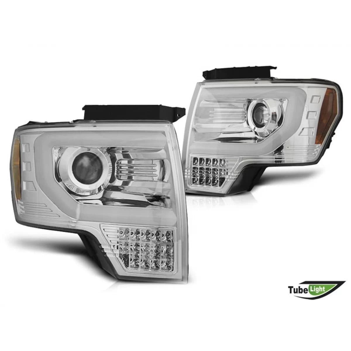 Tuning headlight set suitable for Ford F150 2008-2014 with chrome base, left and right