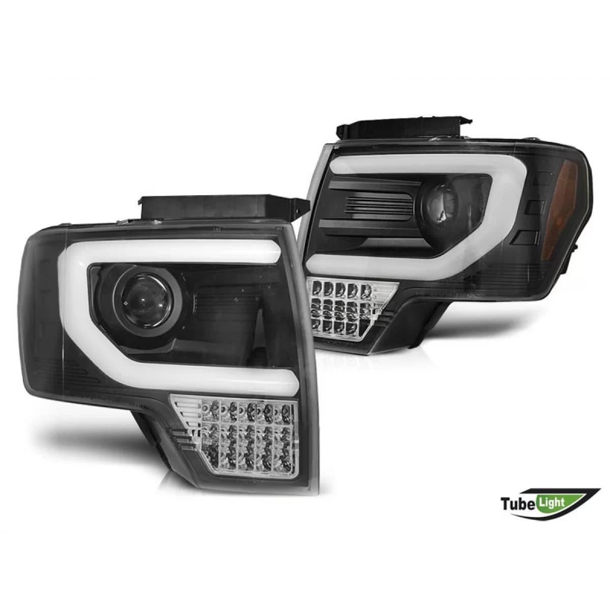Tuning headlight set suitable for Ford F150 2008-2014 with black base, left and right