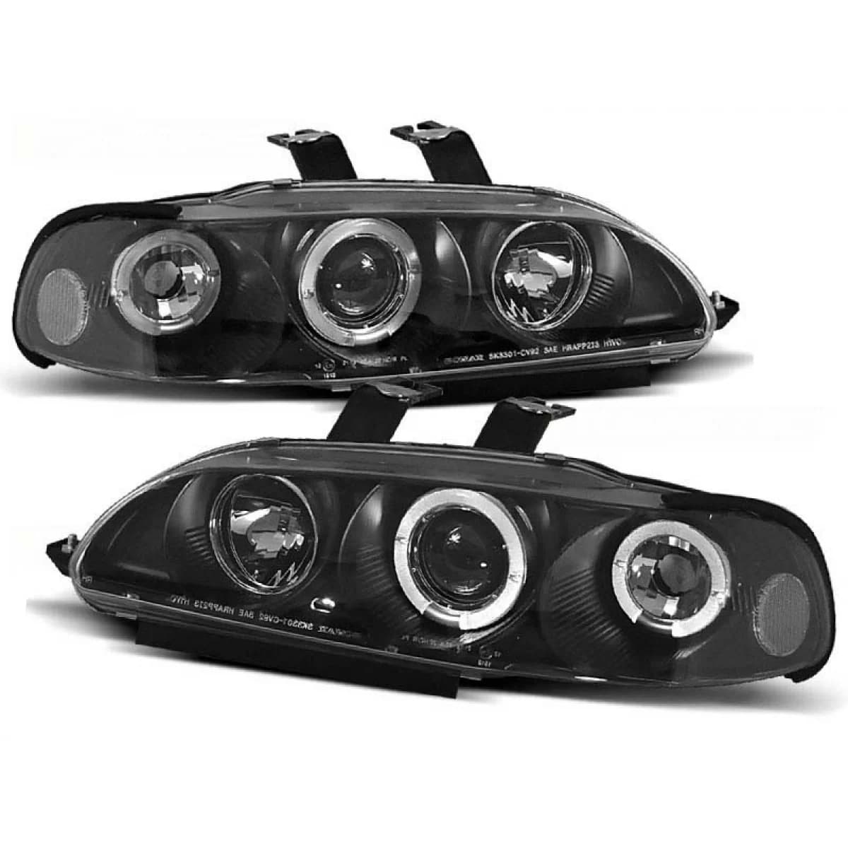 Tuning headlight set suitable for Honda Civic 2/3 doors 09.1991-08.1995 with black base, left and right