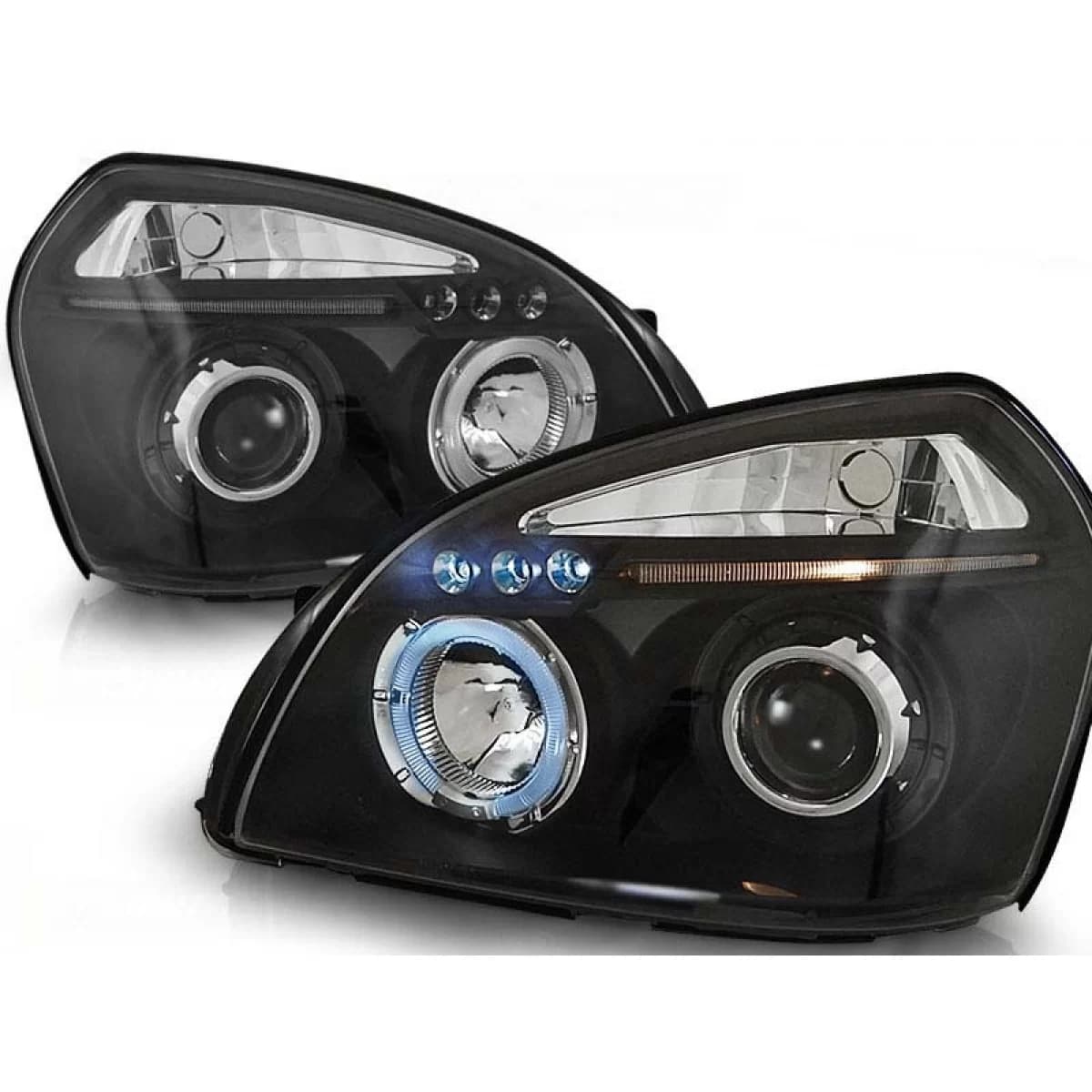 Tuning headlight set suitable for Hyundai Tucson 07.2004-2010 with black base, left and right
