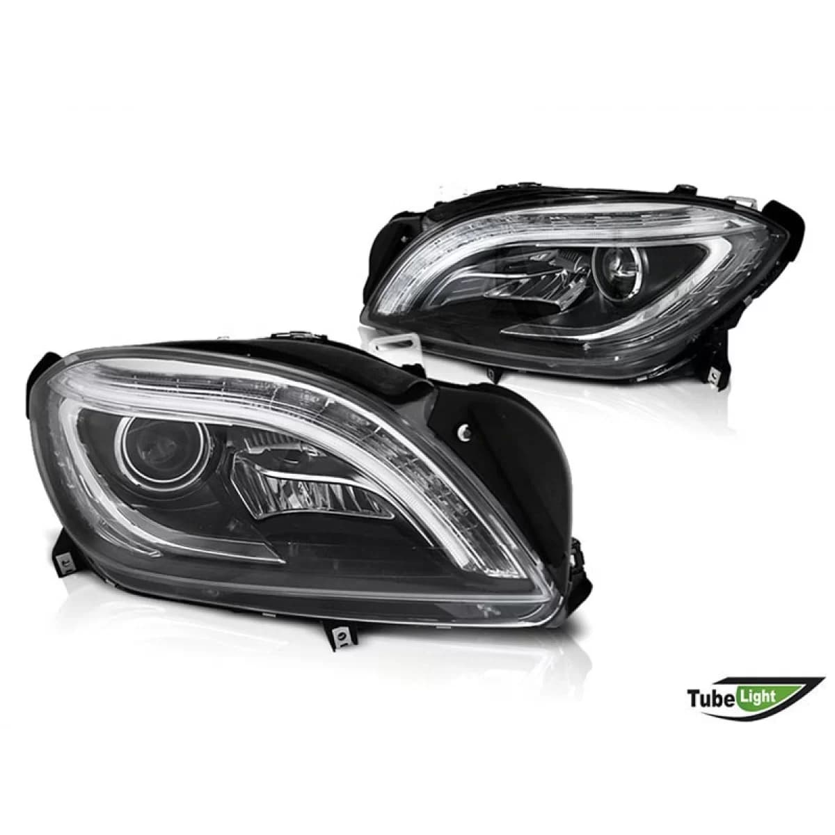 Tuning headlight set suitable for Mercedes ML W166 2011-2015 with black base, left and right
