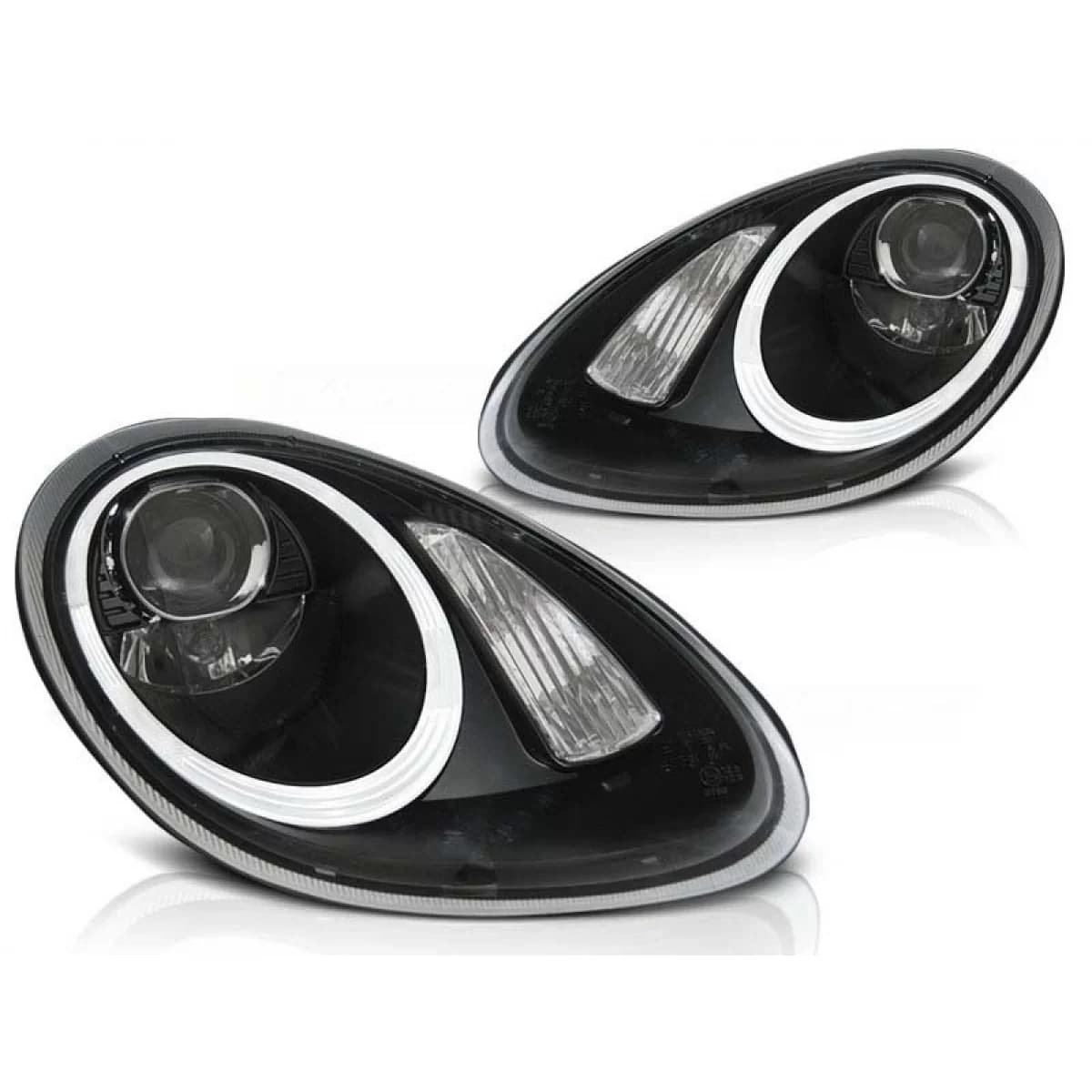 Tuning xenon headlight kit suitable for Porsche Boxster/Cayman 987 2005-2008 with black base, left and right