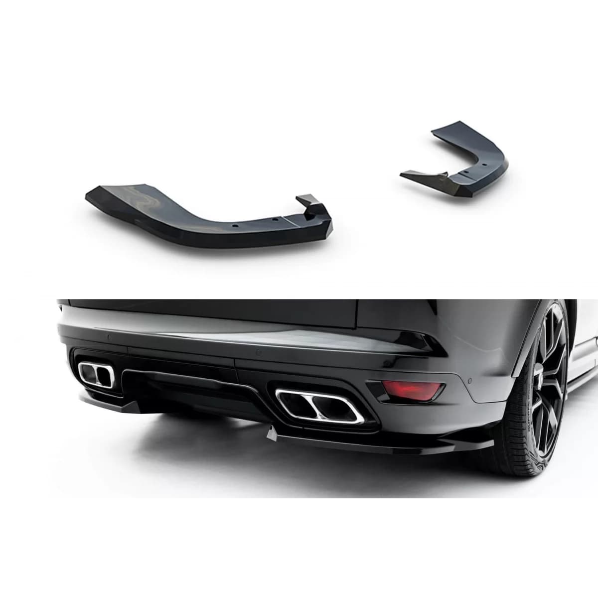 Maxton Design side extensions suitable for SVR rear bumper on Land Rover Range Rover Mk2 Facelift 2018-2022, black lacquer