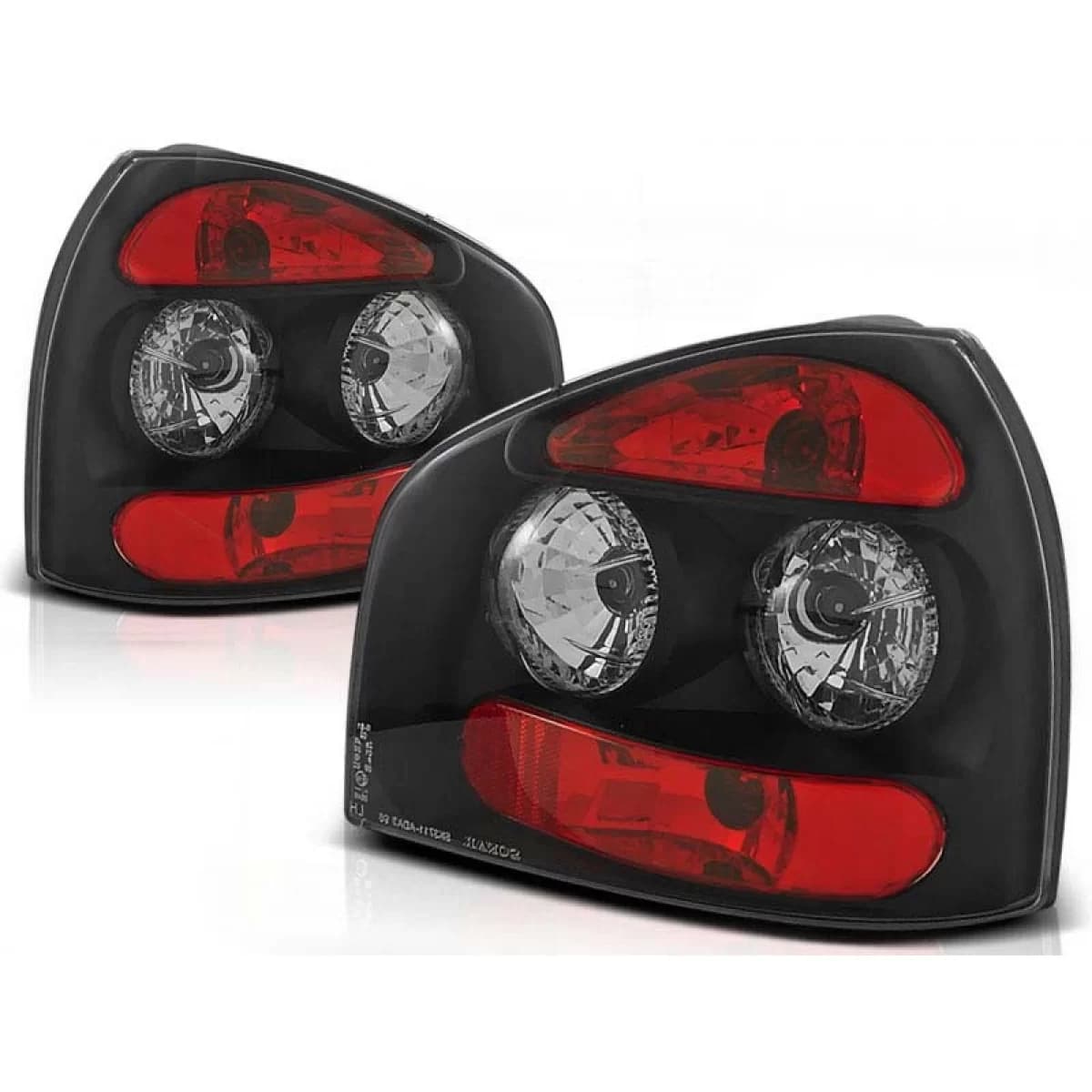Tuning tail light set suitable for Audi A3 8L 08.1996-08.2000 3/5 doors, hatchback with black base, left and right