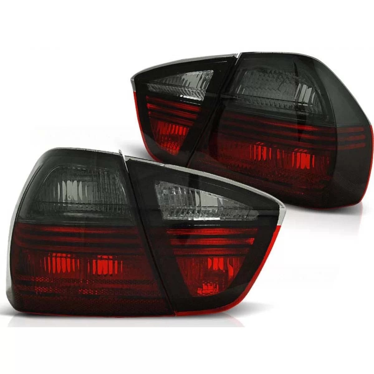 Tuning tail light set suitable for BMW E90 03.2005-08.2008 sedan with red and smoked base, left and right