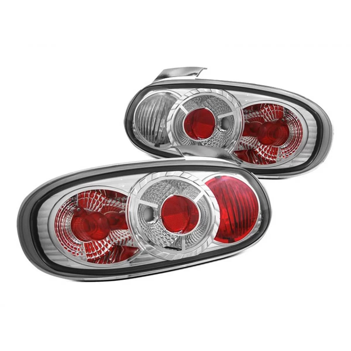 Tuning tail light set suitable for Mazda MX5 1998-2005 with chrome base, left and right