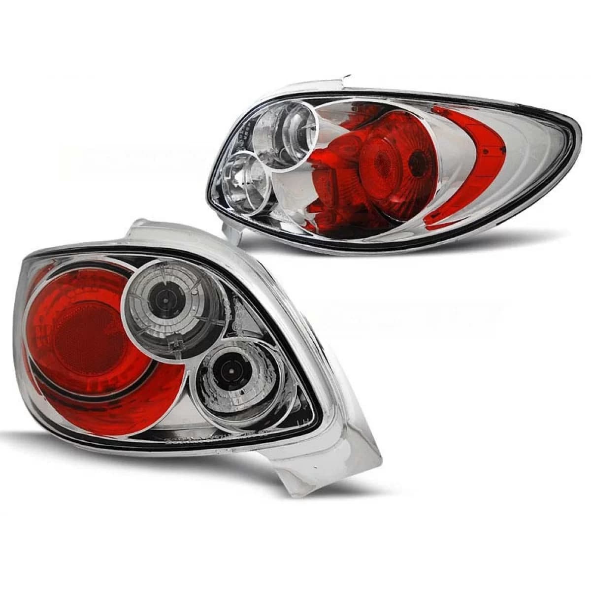 Tuning tail lights suitable for Peugeot 206 CC 10.1998- with chrome base, left and right