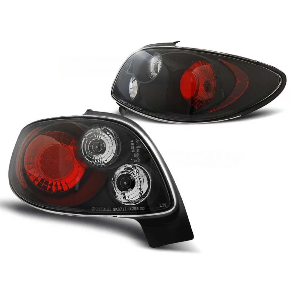 Tuning tail light set suitable for Peugeot 206 CC 10.1998- with black base, left and right