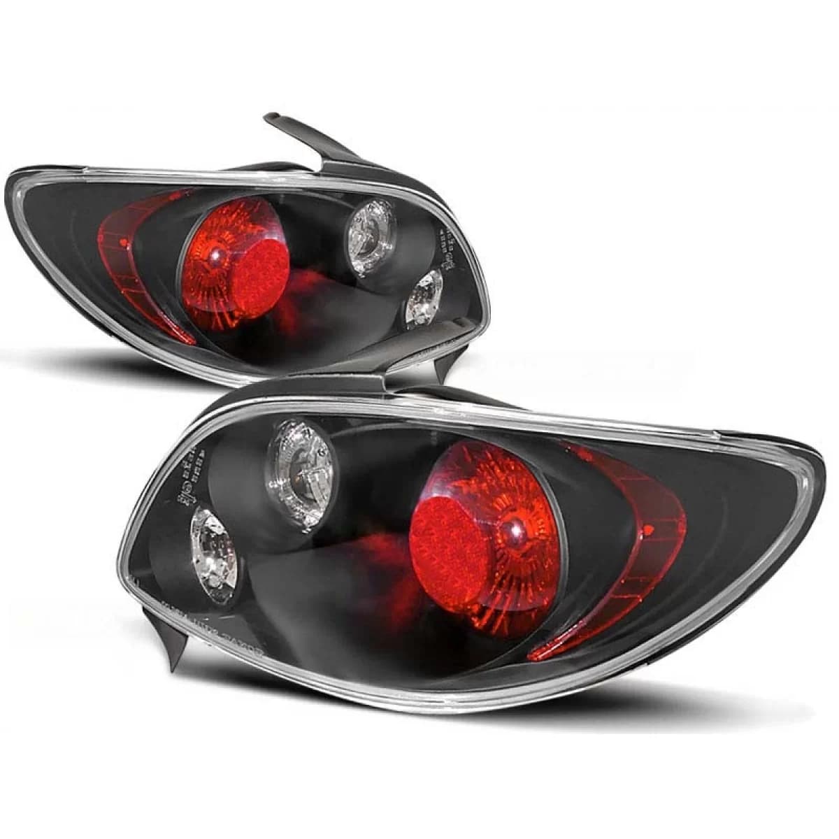 TUNING TAILLIGHTS SET SUITABLE FOR PEUGEOT 206 AFTER 10.1998 3/5 DOORS WITH BLACK BASE, LEFT AND RIGHT