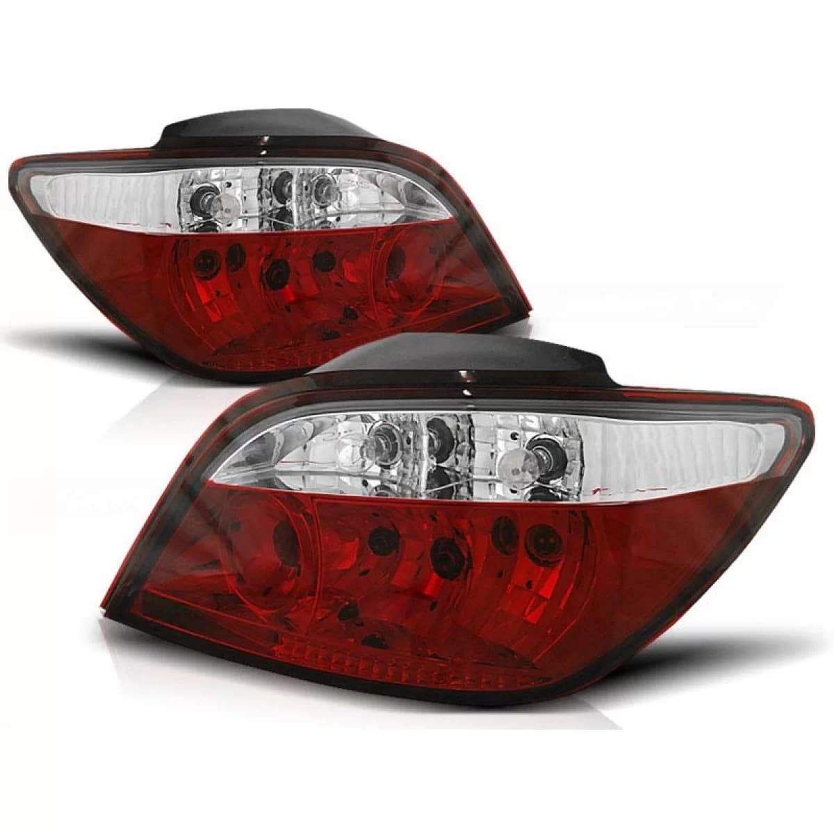 Tuning tail light set suitable for Peugeot 307 04.2001-2007 3/5 doors with red and white base, left and right