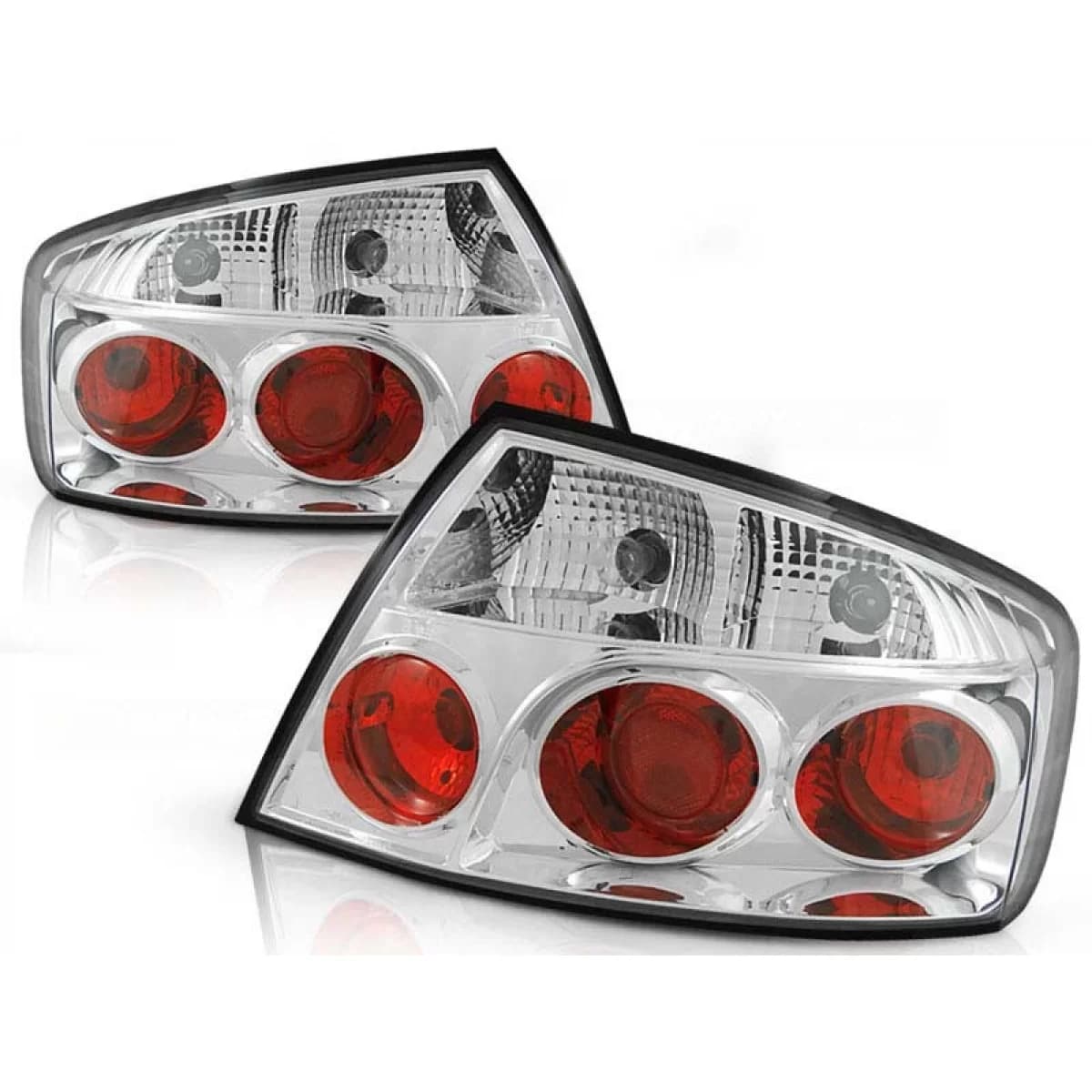 Tuning tail light set suitable for Peugeot 407 05.2004- sedan with chrome base, left and right