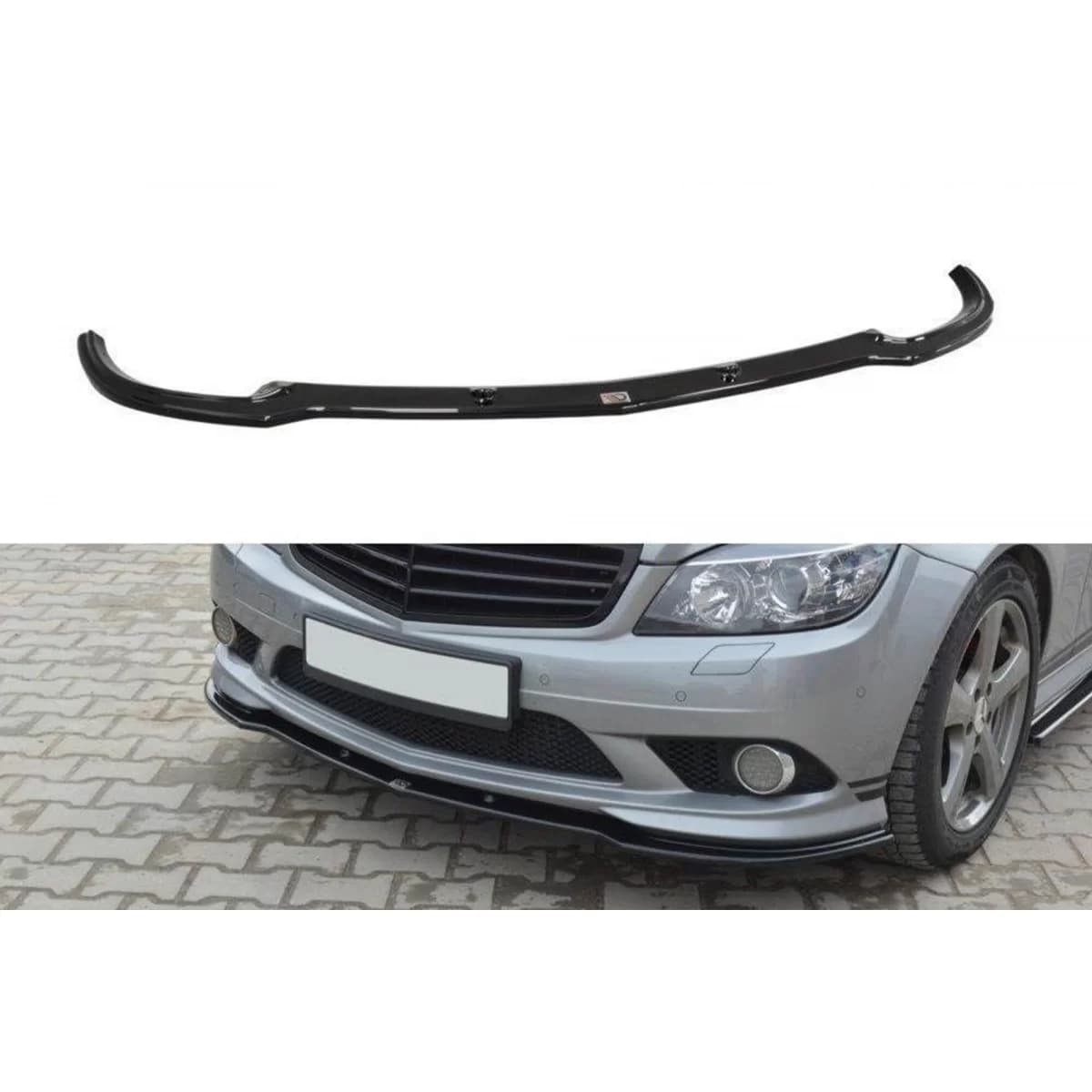 Maxton Design spoiler suitable for front A Design bumper on Mercedes C-Class W204 2007-2010, carbon color