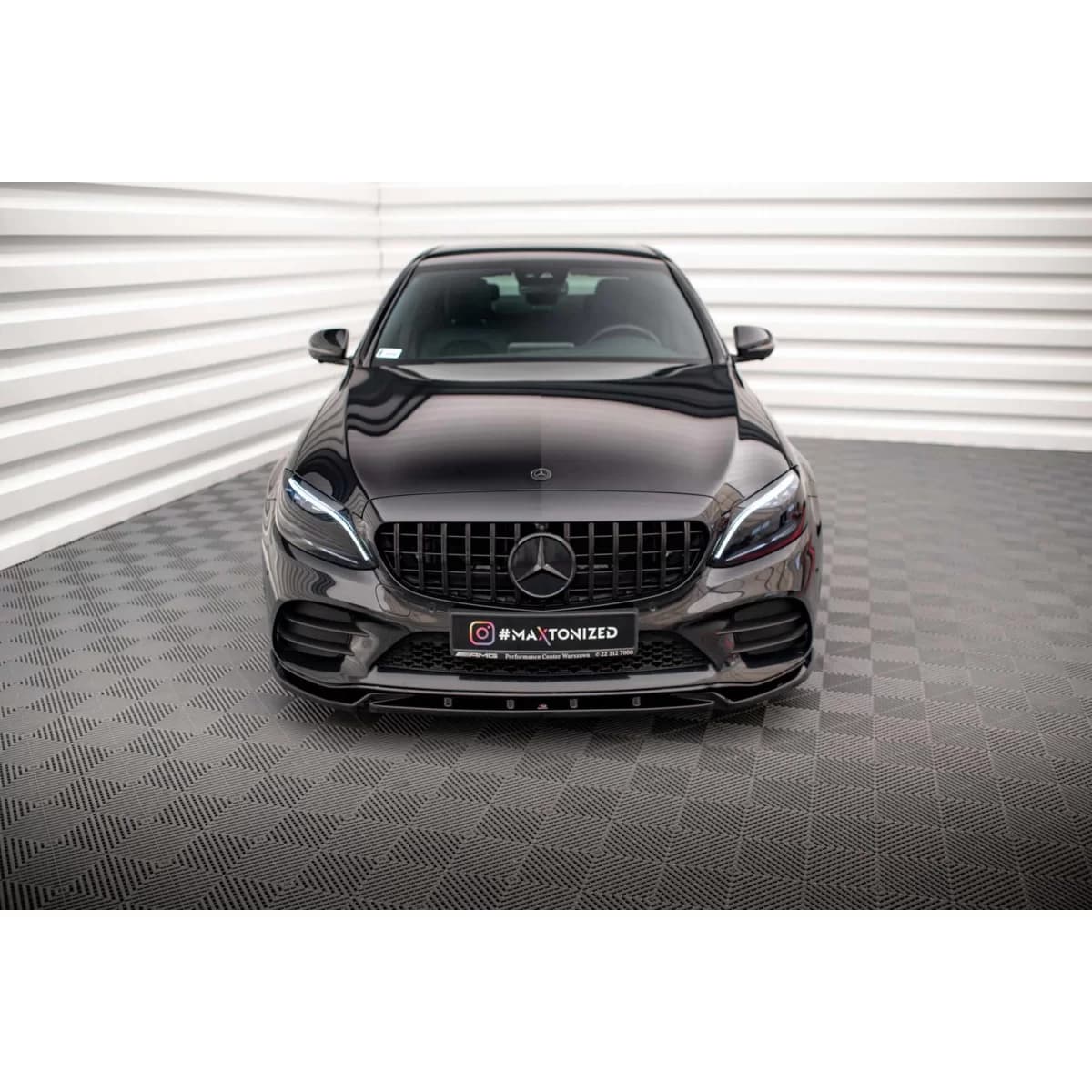 Maxton Design version 2 spoiler suitable for front bumper of Mercedes C-Class C43 A Design W205, C205, A Design-Line W205, C205 2018-2021, black lacquer