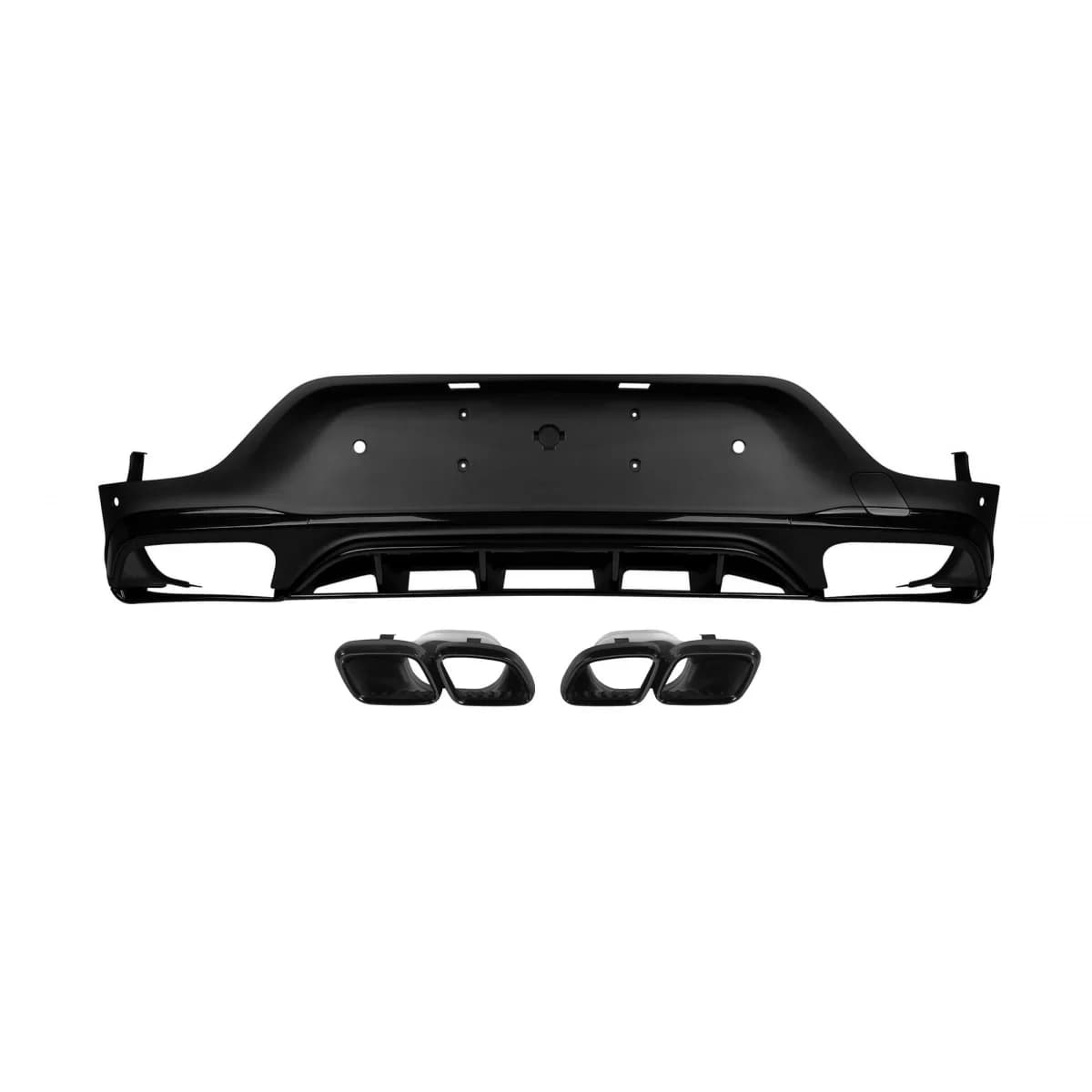 GLC63 type diffuser with black tips suitable for rear A Design bumper on Mercedes GLC Coupe C253 2016-2022 -oo--oo-, with black trim