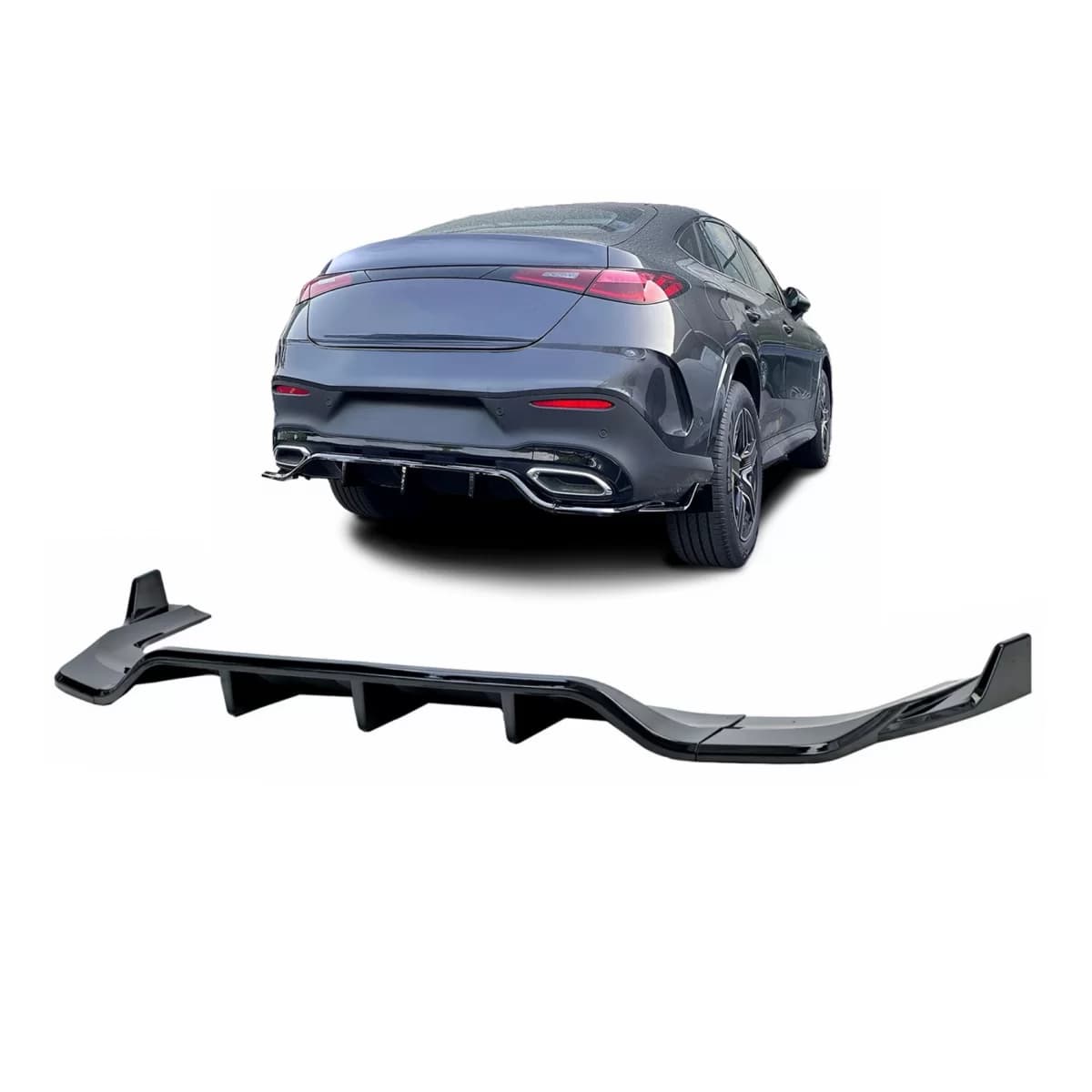 Rear Bumper Extension Splitter suitable for Mercedes GLC Coupe C254 Sport Line (2022-2027) All Black