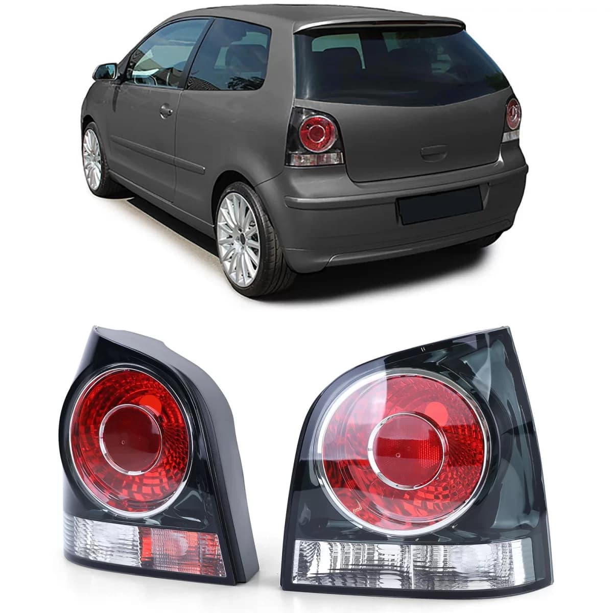 Taillights black for VW Polo 9N3 05-09