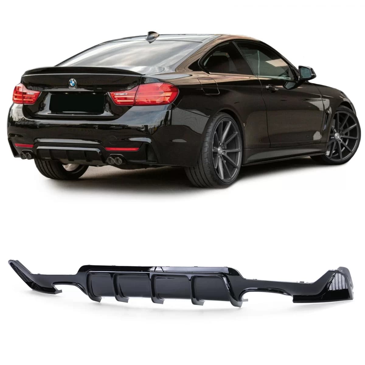 Performance gloss rear diffuser twin pipe left+right suitable for 4 Series BMW F32 F33 F36