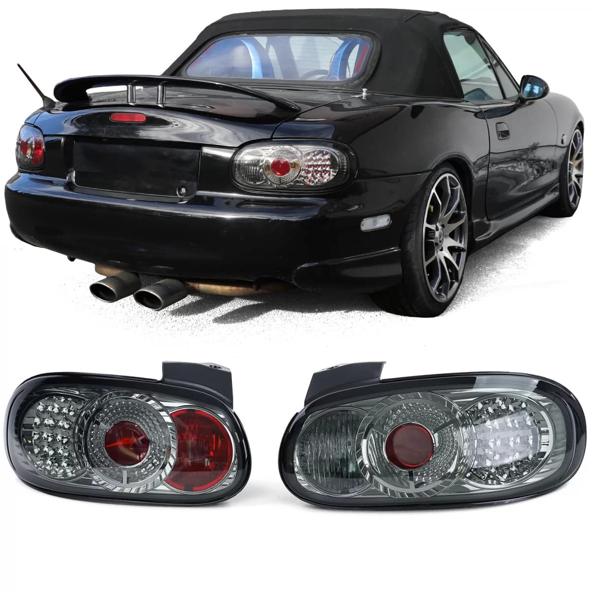 LED taillights clear glass chrome smoke for Mazda MX-5 NB NBFL 1998-2005
