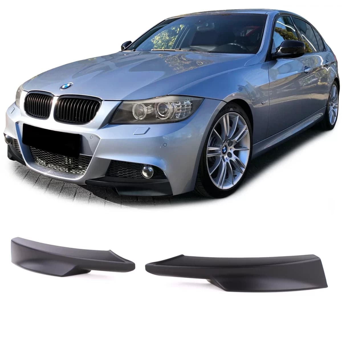 Front spoiler flaps splitter black matte fits for 3 Series BMW E90 E91 08-12