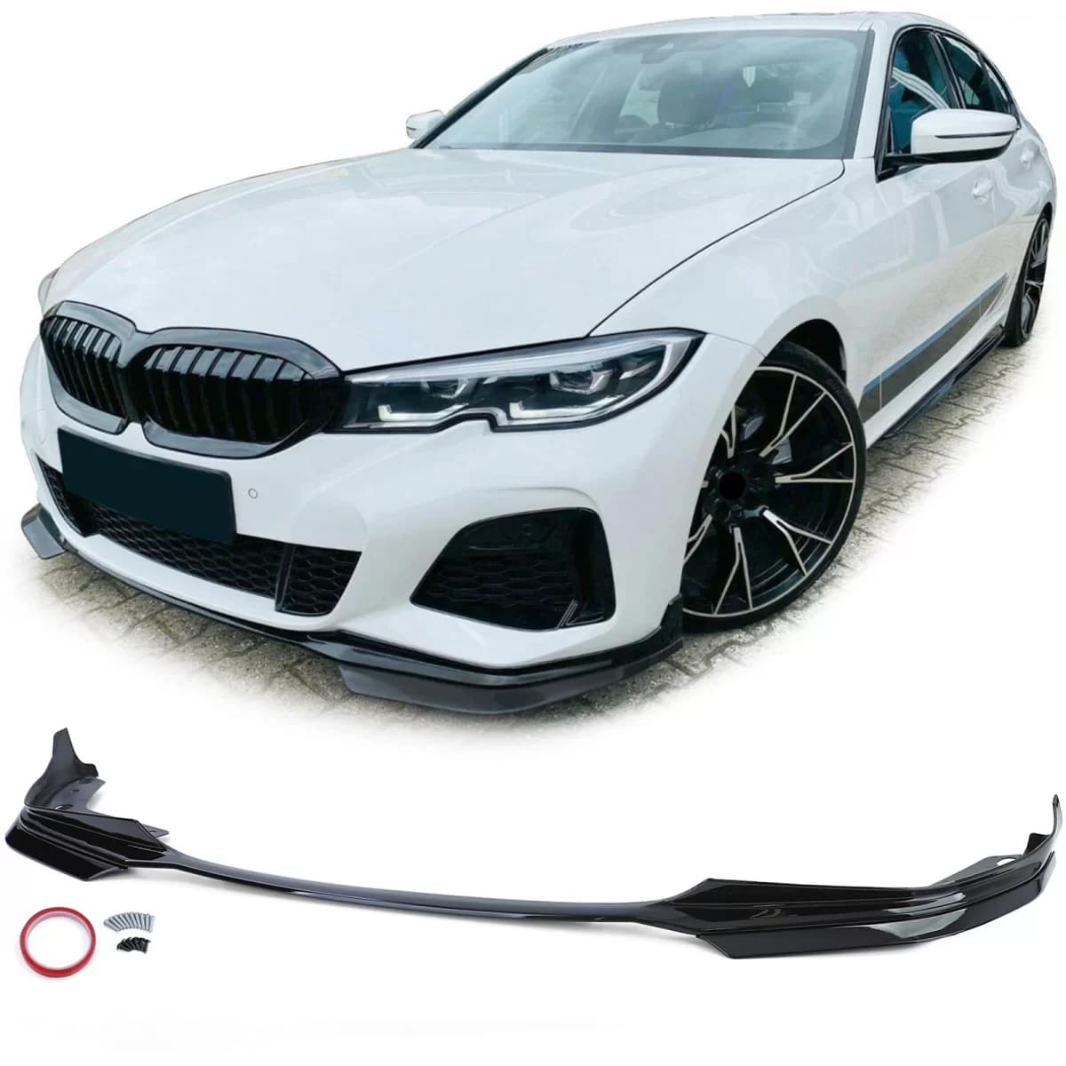 Front spoiler lip performance glossy black fits for 3 Series BMW G20 G21 2019-2022