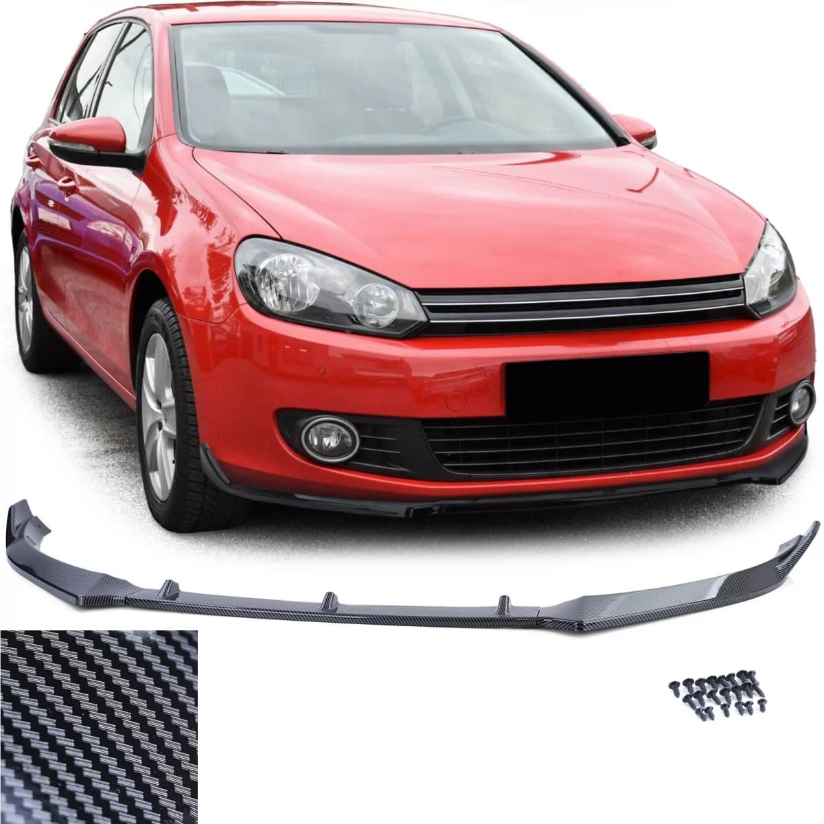 Front spoiler lip performance carbon look for VW Golf 6 5K1 2008-2012