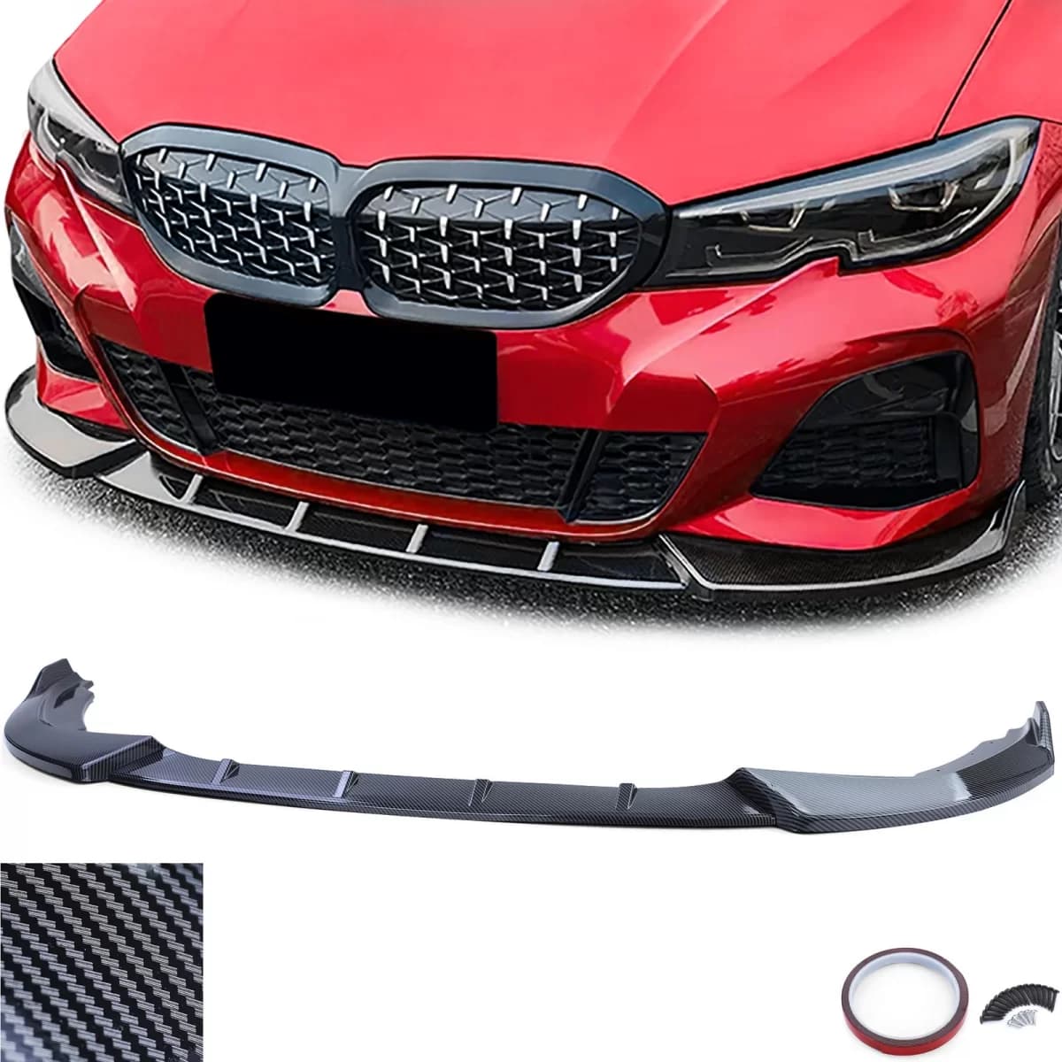 Front spoiler sport lip carbon look fits 3 Series BMW G20 G21 2019-2022