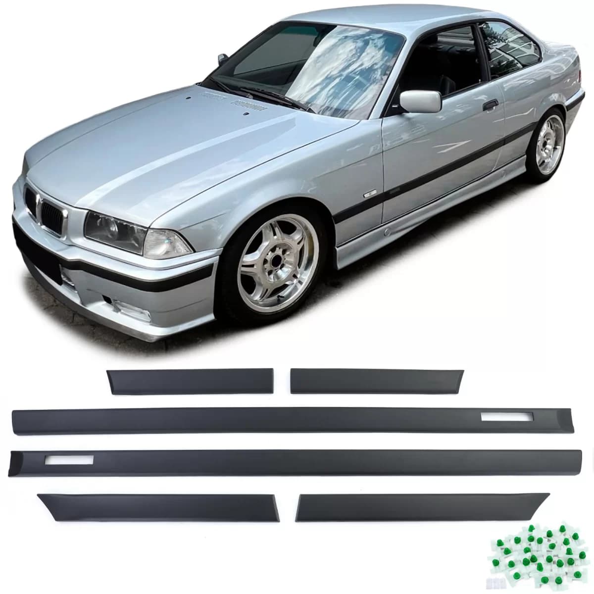 Door trim impact moldings 6-piece set fits BMW 3 Series E36 Coupe Cabrio M 90-99
