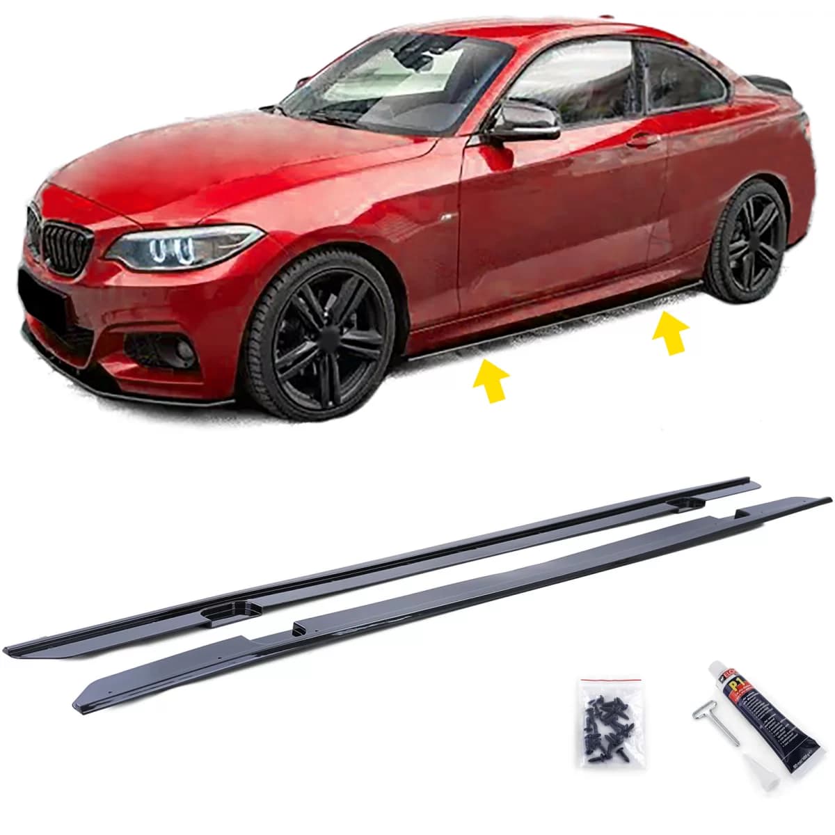 Side Skirt Extension Gloss Black suitable for 2 Series BMW F22 F23 from 13