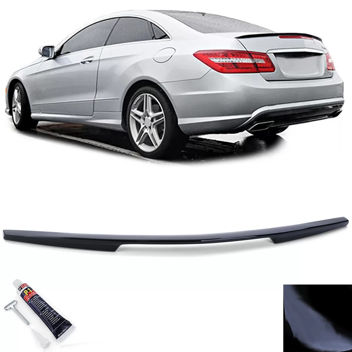 Sport rear spoiler lip black gloss for Mercedes E-Class C207 coupe 09-16
