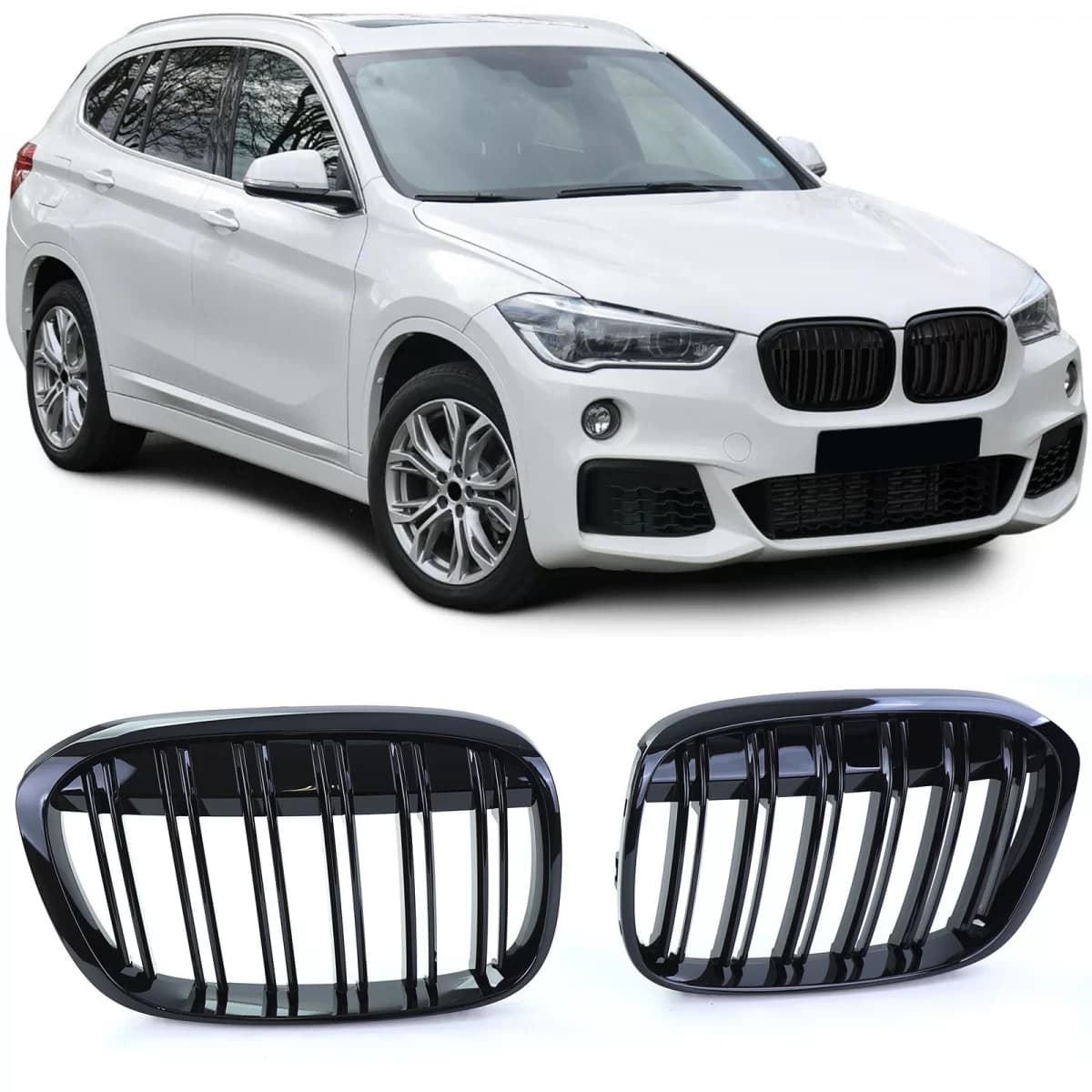 Sport double-slat performance gloss grille suitable for BMW X1 F48 14-19
