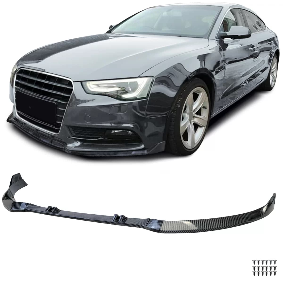 Front spoiler lip bumper carbon look for Audi A5 8T 8F 2011-2017
