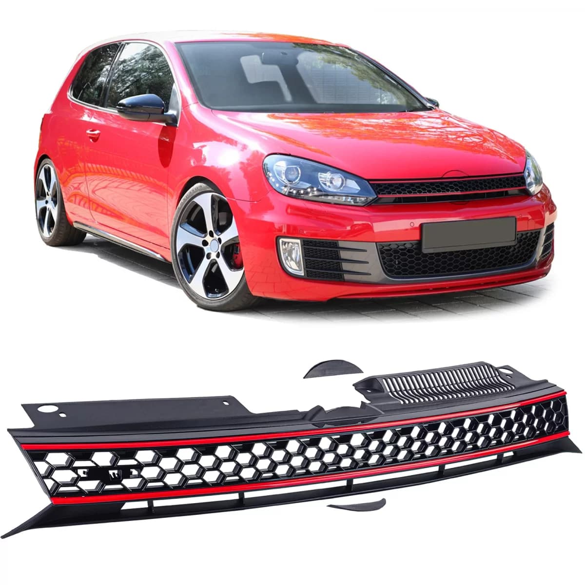 Honeycomb grille without emblem sport look fits for VW Golf 6 also GTI 08-13