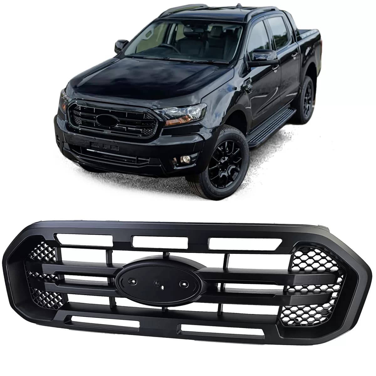 Sport grille black with double bar fits Ford Ranger T8 19-23 2.0 TDCi