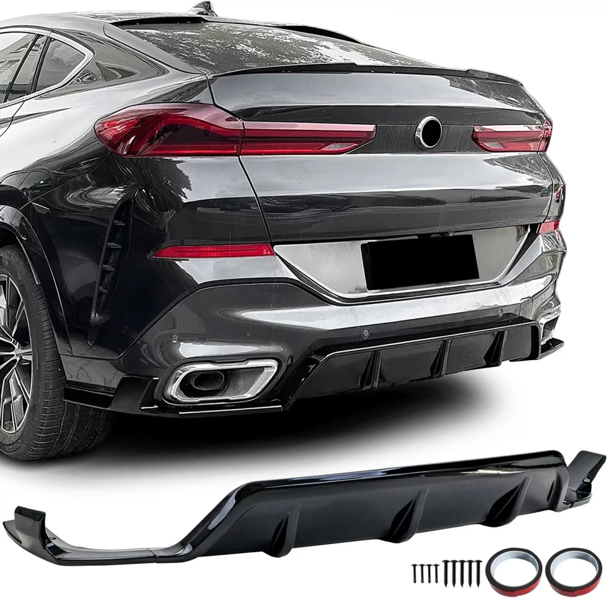 Rear diffuser Performance gloss black suitable for BMW X6 G06 from 2019