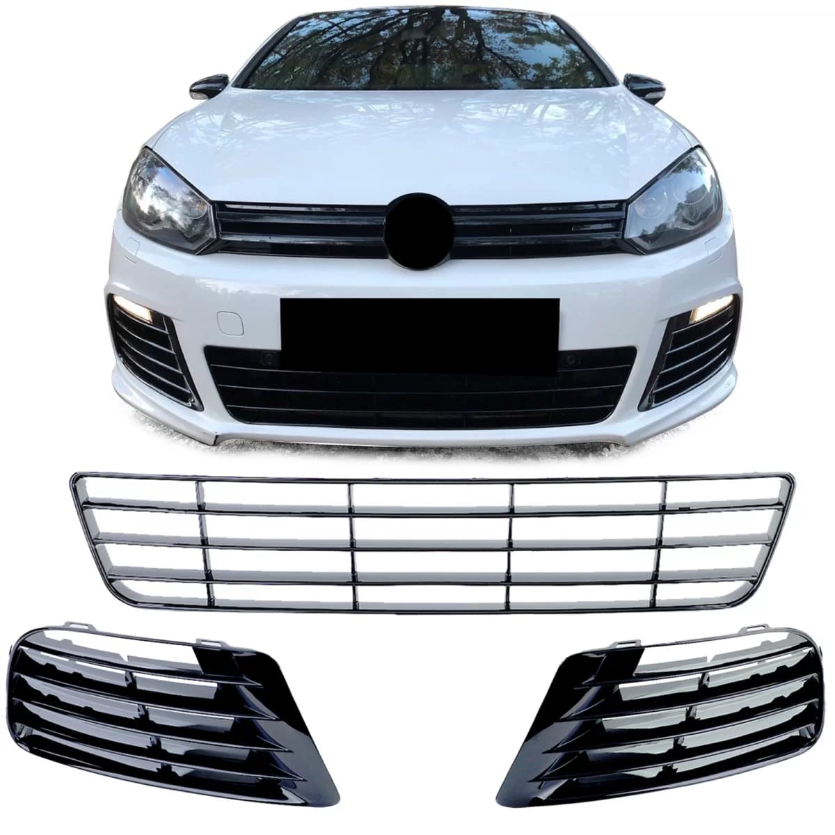 Bumper grille mesh insert set for Golf 6 09-12 with R20 bumper