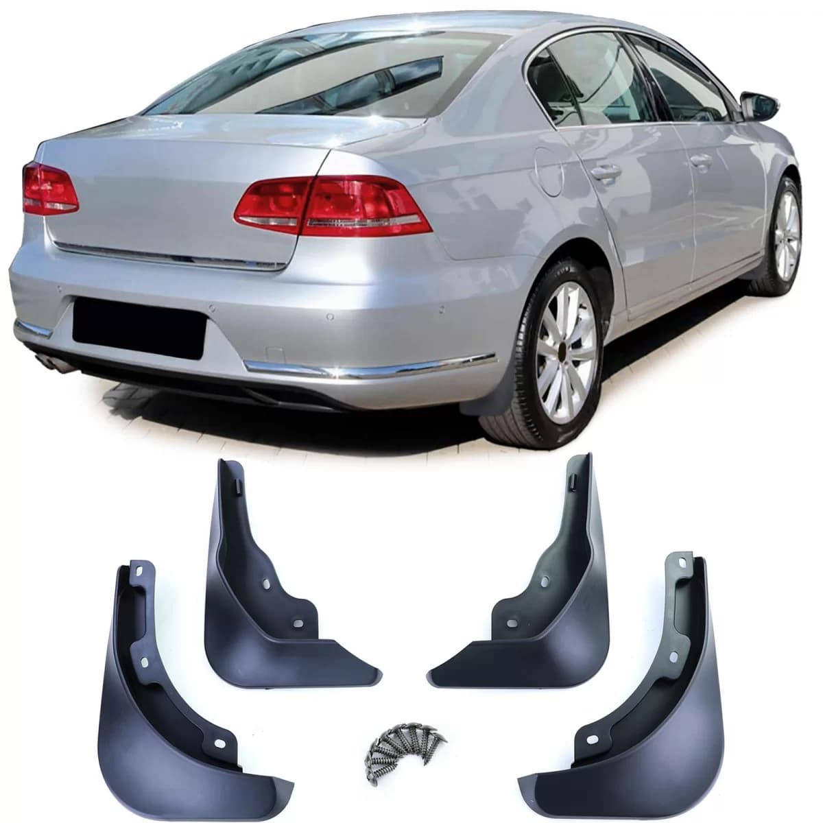 Mud flaps set front and rear black for VW Passat B7 3C 10-14