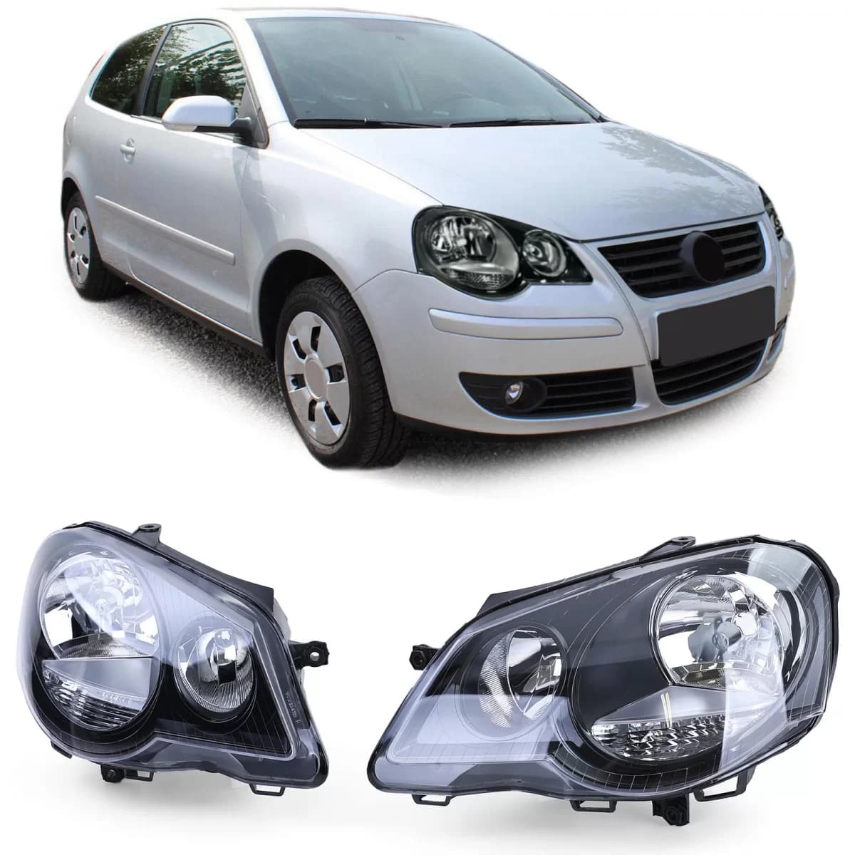 GTI Cup Headlight Set Right Left fits VW Polo 9N3 2005-2009