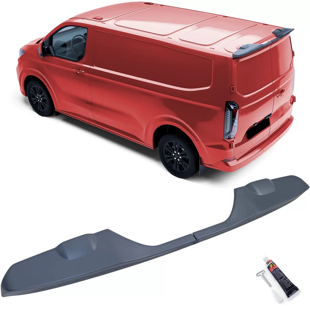 Roof rear spoiler primed for Ford Tourneo Transit Custom with rear doors from 23