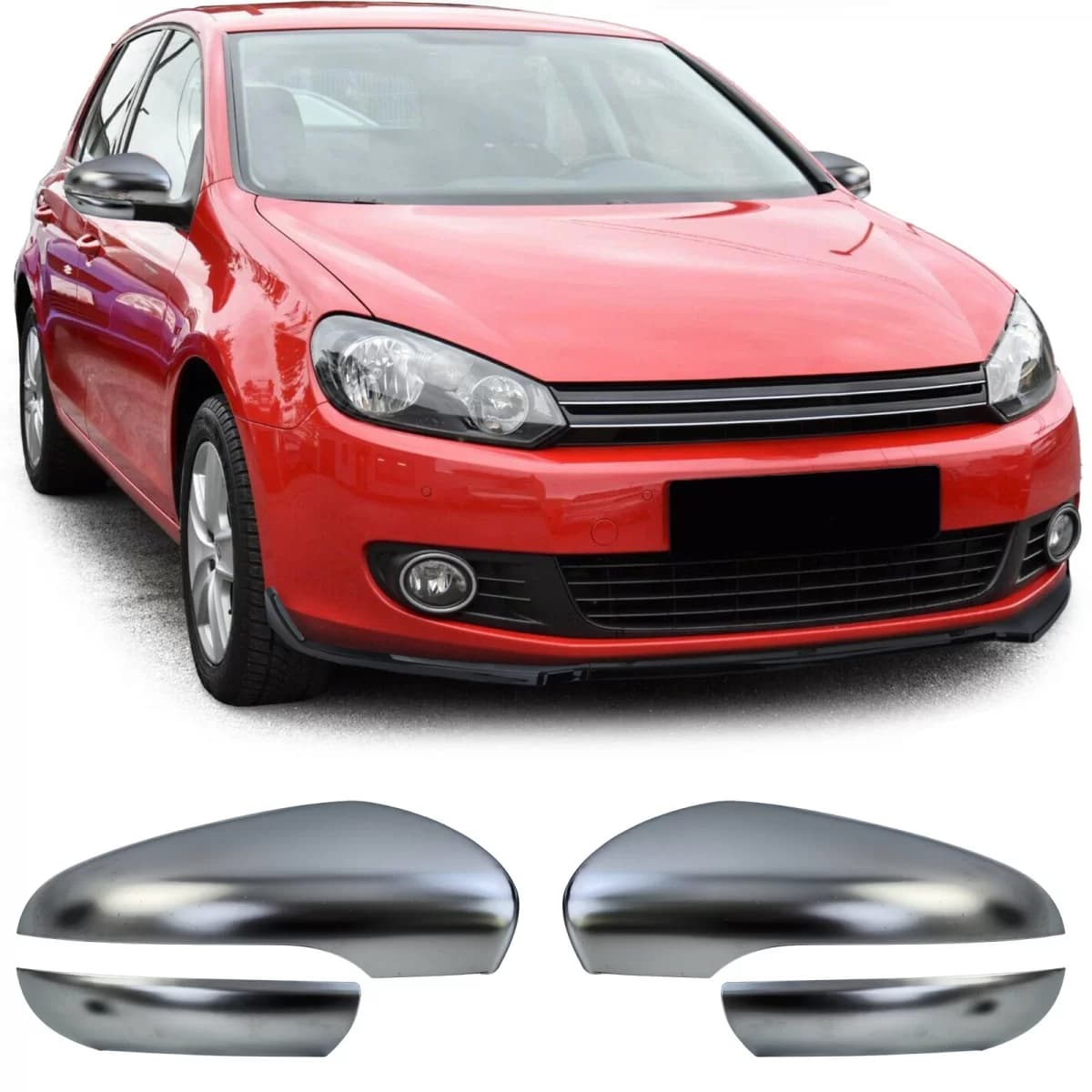 Mirror Caps Aluminum Look Matte Mirror Covers 4-piece for VW Golf 6 2008-2012