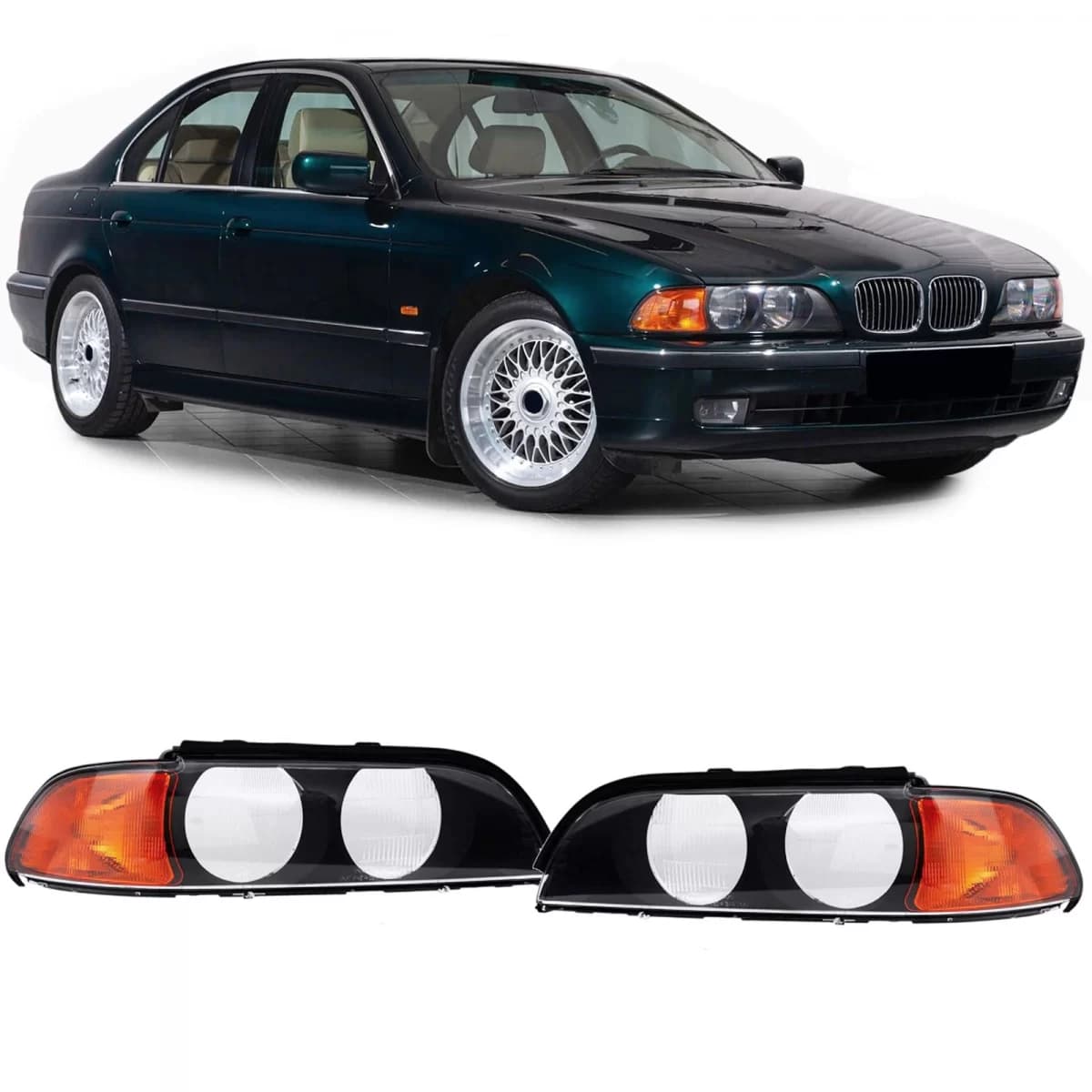 Headlight lenses diffuser pair right left suitable for BMW 5 Series E39 95-04