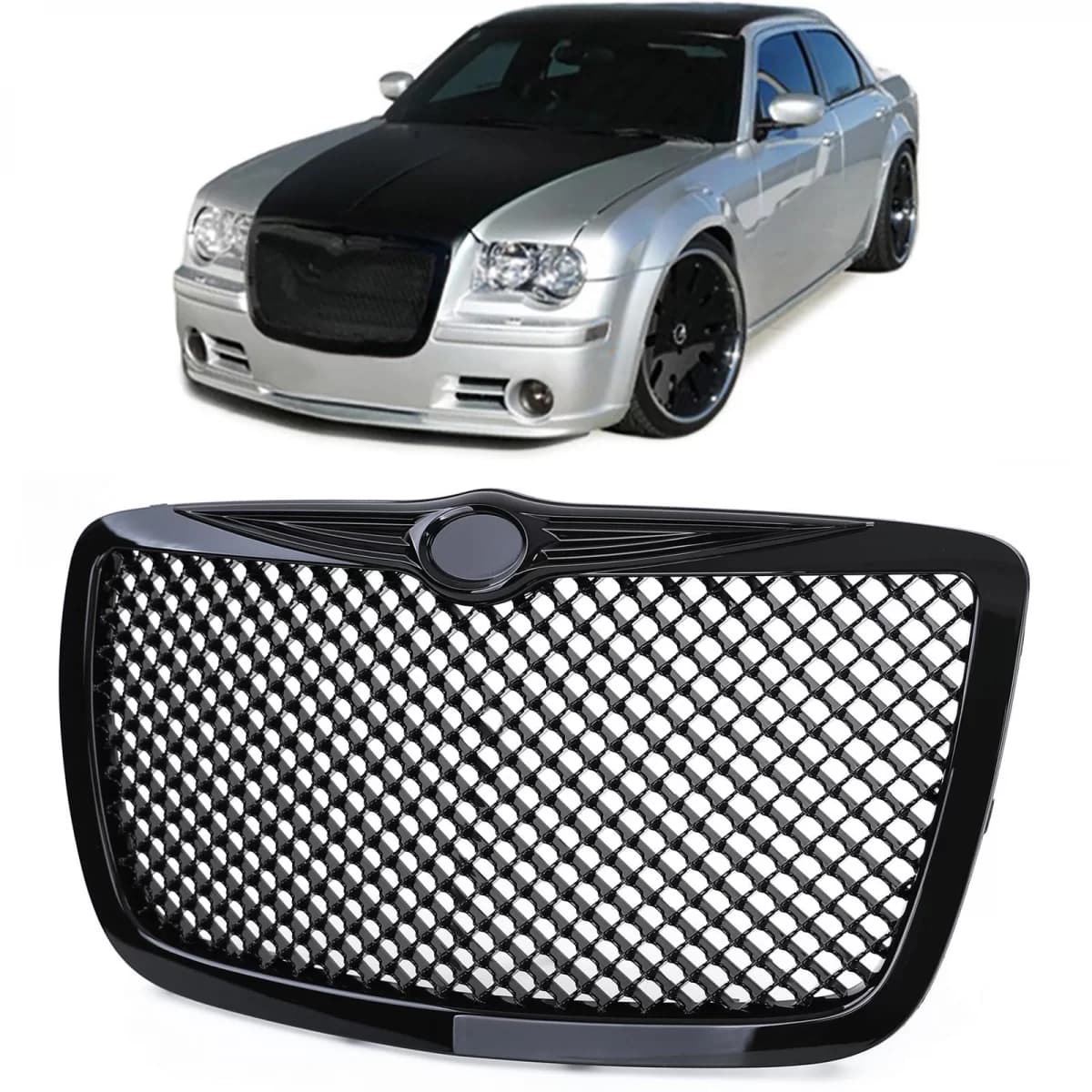 Sport grille honeycomb design gloss black for Chrysler 300C Sedan Touring 04-11
