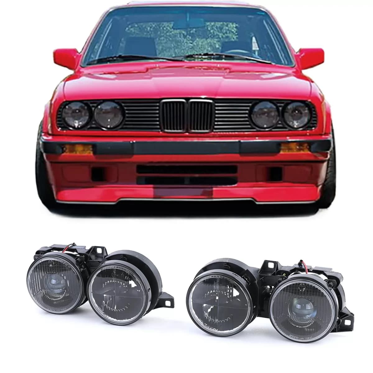 Headlight set black smoke suitable for 3 Series BMW E30 87-93